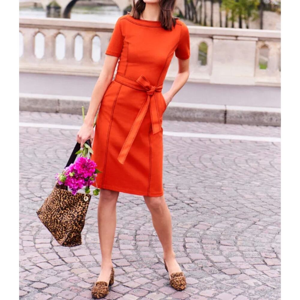 Boden Rebecca Ponte‎ Shift Dress Structured Classic Office Orange 14 Tall New